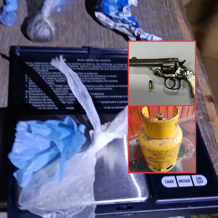 Buscaban elementos robados y encontraron un arma y droga en una vivienda
